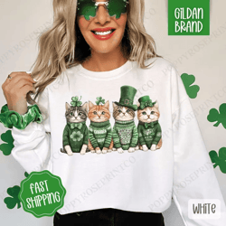 st patrick cats sweatshirt, st patrick's day crewneck, cute women's sweater, cat lover sweatshirt, st. patty's day cat s