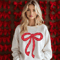 Red Bow Coquette Christmas Sweater Merry Christmas Bow Sweatshirt Merry Christmas Coquette Sweater 0