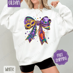 mardi gras bow sweatshirt, coquette mardi gras crewneck, holiday women's sweater, nola coquette parade sweatshirt, new o
