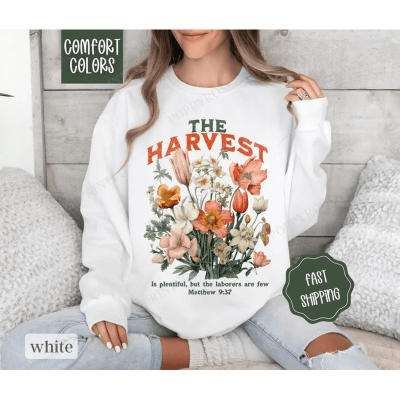 Fall Scripture Sweatshirt Comfort Colors The Harvest Sweater Womenswear Fall Crewneck Womens Autumn 0