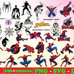 190 files spiderman svg bundle layered item, clipart, cricut, digital vector cut file, 190 unique designes, svg, png, dx