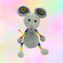 Rainbow baby gift mouse toy, stuffed animal toy mice plush, rainbow baby toy decor gift, holiday decor