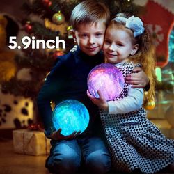 Moon Lamp Galaxy Lamp 5.9 inch 16 Colors LED 3D Moon Light, Remote & Touch Control Moon Night Light Gifts for Girls Boys