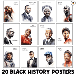 20 Black History Posters | Bulletin Board Display | Black History Decor | African American History | Printable Banner