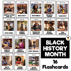 16 CARTOON Black History Flashcards | Bulletin Board  | Black History Decor | African American History | Picture Cards