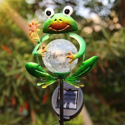Frog Solar Lights Outdoor Garden Decorative, Solar Frog Outdoor Decor For Garden, Auto On/off Solar Powered Stake Light