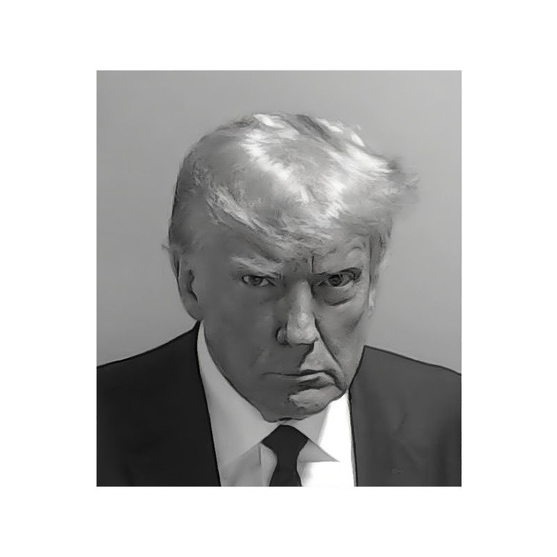 Donald Trump Mugshot Black and White  .png