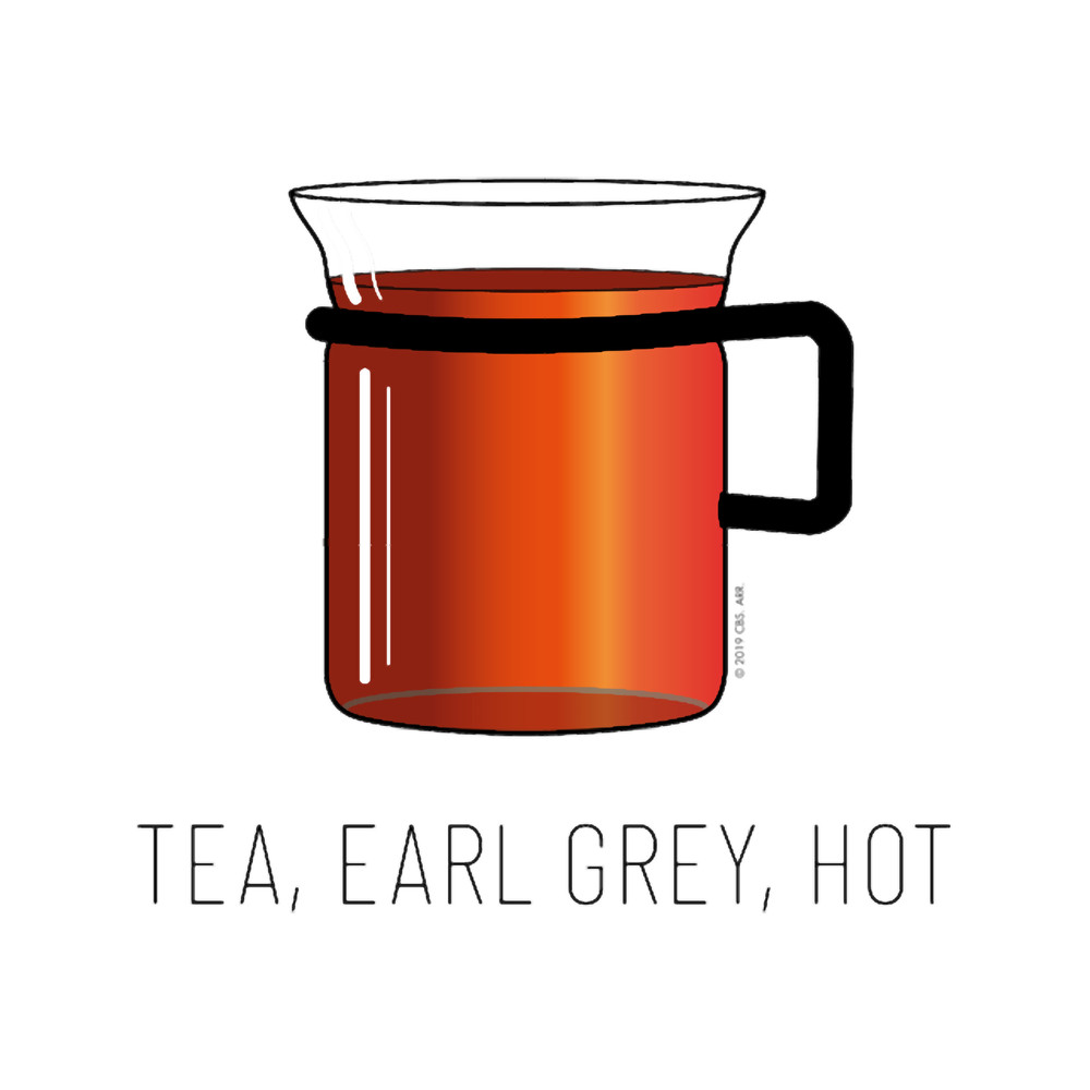 Tea, Earl Grey, Hot - Captain Picard, Star Trek TNG, (light backgrounds) Fitted V-Neck .png