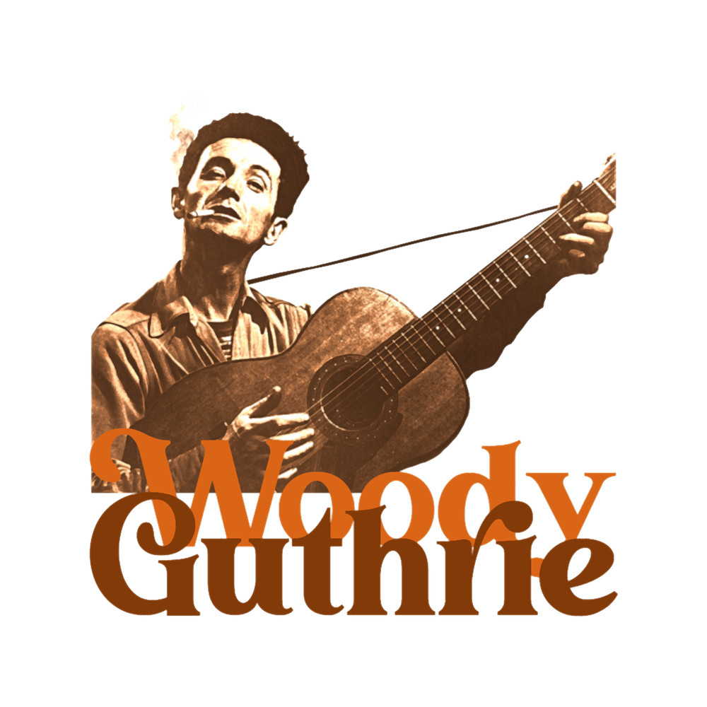 Woody Guthrie  Sepia Folk Singer Songwriter Fan Art   .png