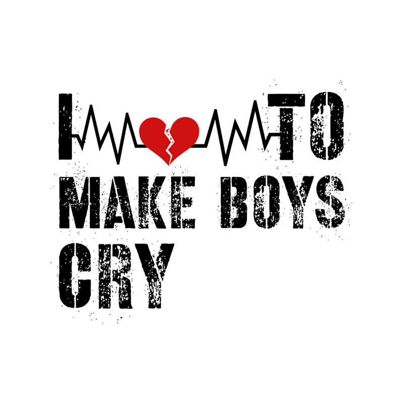 I Love To Make Boys Cry. Text-based. White version. Fitted V-Neck .png