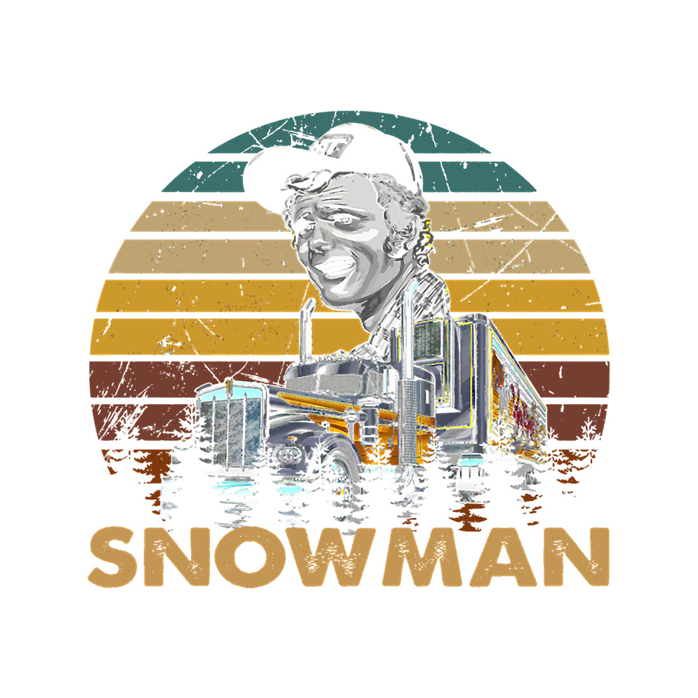 retro vintage snowman Smokey the bandit smile face art .png