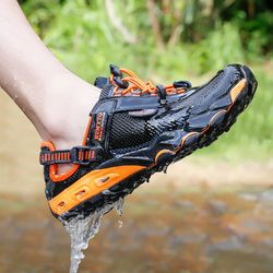 summer wading hiking shoes for men, outdoor man sneakers, breathable quick drying sports trekking, barefoot beach mens