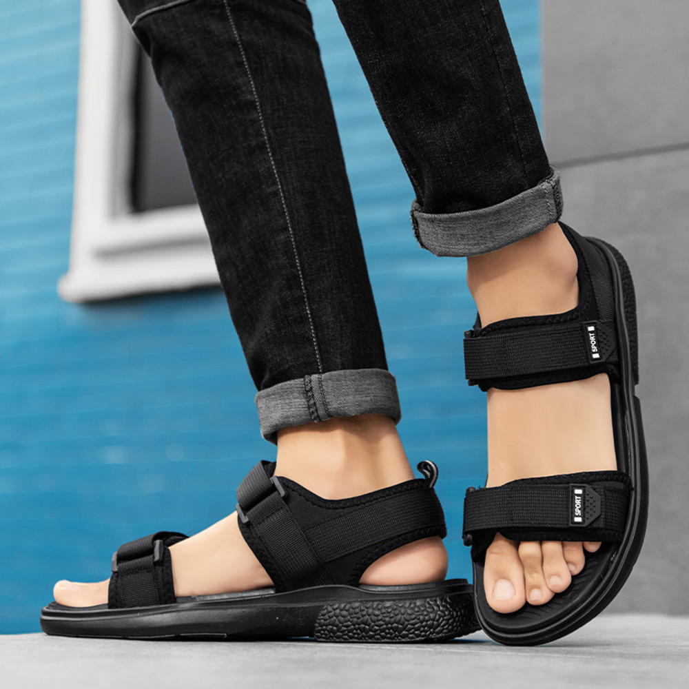 Mens Non-Slip Sandals for Summer, Wear-Resistant Breathable, Lightweight White-Soled Casual Business and Beach Shoes