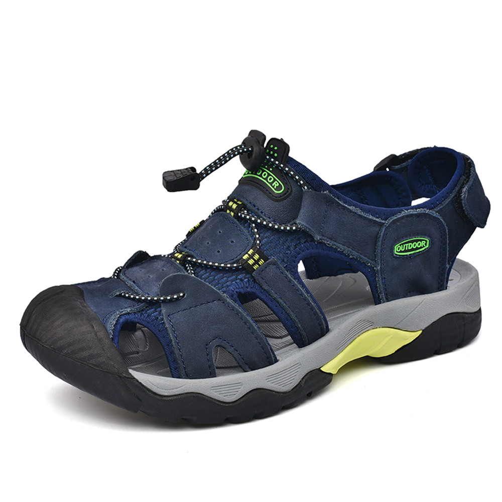 Classic Genuine Leather Sandals, Summer Mens Sandals, Fashion Outdoor Hiking Shoes, Lightweight Breathable Non-slip