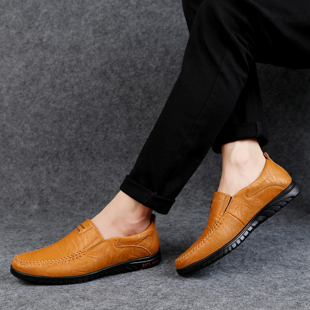 Handmade Mens Casual Flats Shoes Comfortable Soft Sole Loafers Fashion Business Style Formal Shoes 3