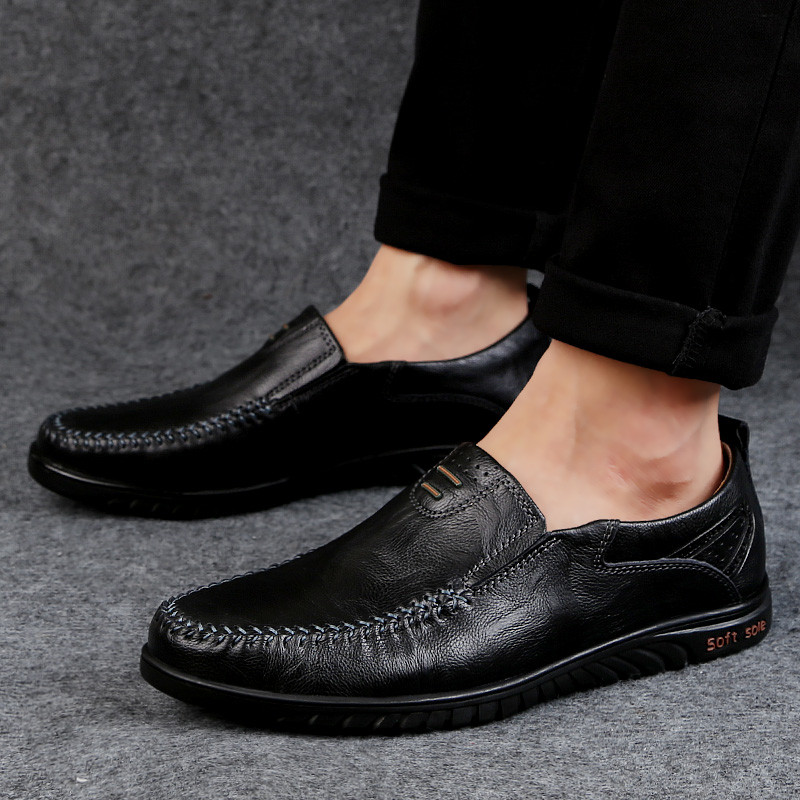 Handmade Mens Casual Flats Shoes Comfortable Soft Sole Loafers Fashion Business Style Formal Shoes 2
