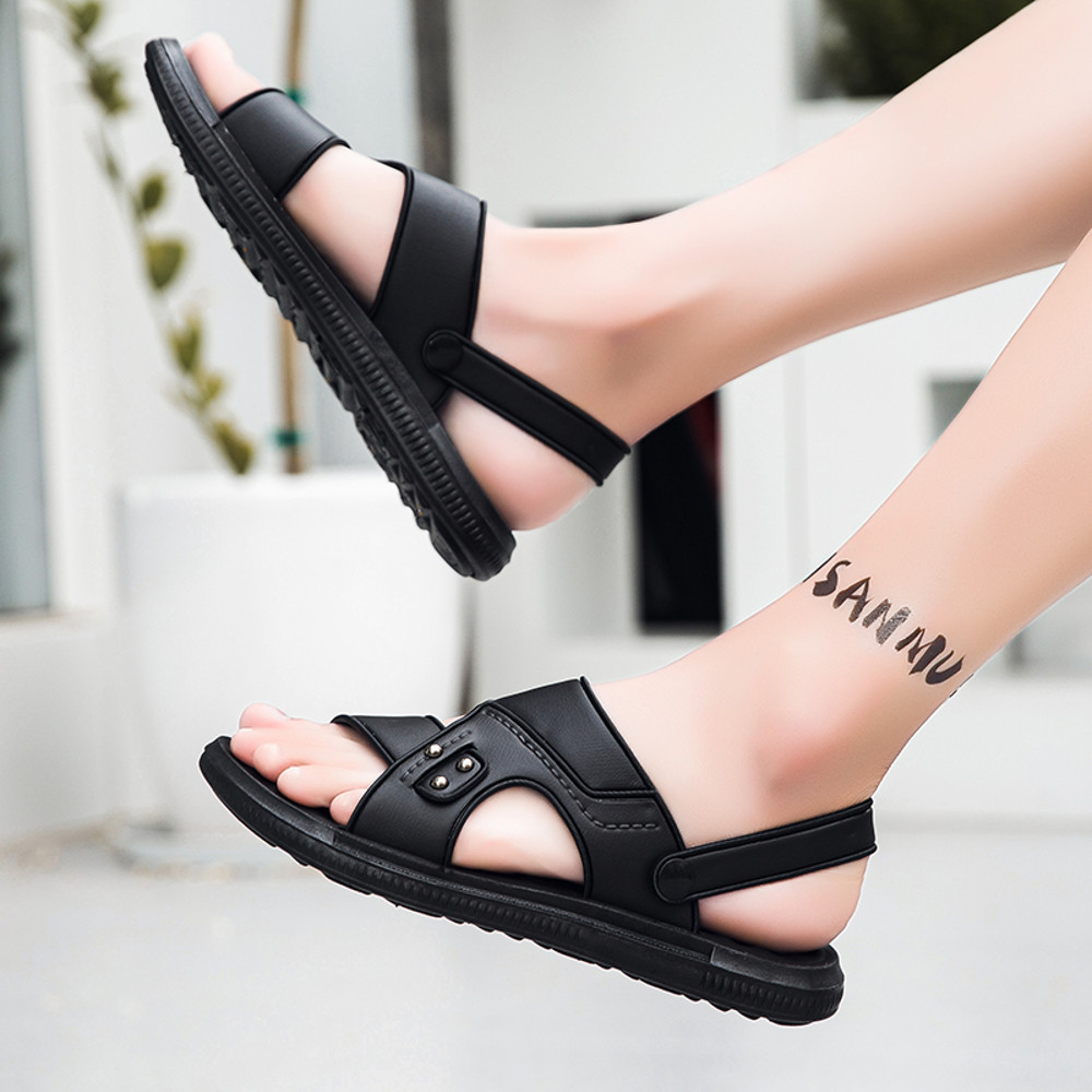 Mens Summer Sandals, Open Toe Flat Casual Shoes for Men, Outdoor Walking Sandals, Beach Shoes, Sandalias Hombre
