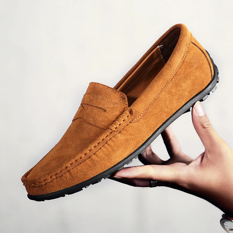 Handmade Suede Genuine Leather Mens Loafers Men Casual Shoes Fashion Men Shoes Moccasins Slip On Me 2
