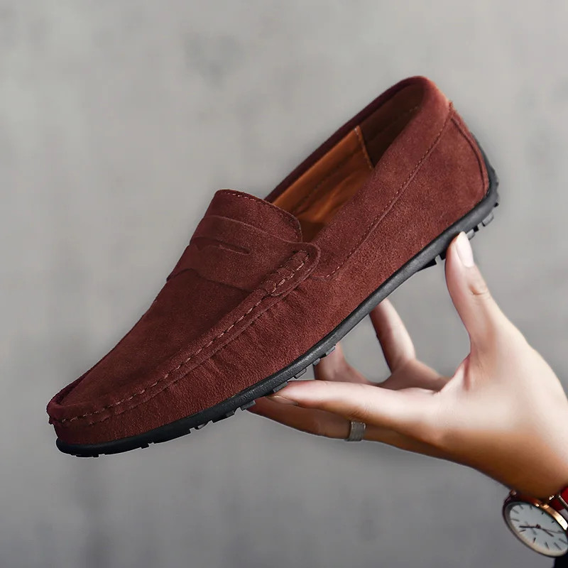 Handmade Suede Genuine Leather Mens Loafers Men Casual Shoes Fashion Men Shoes Moccasins Slip On Me 1