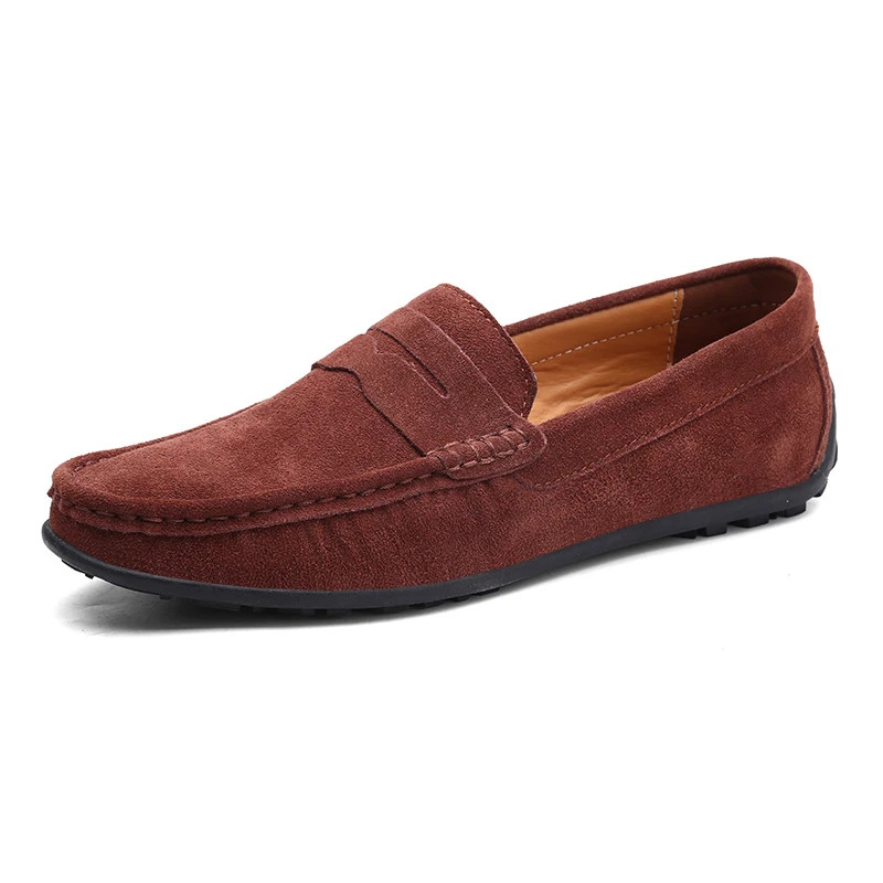 Handmade Suede Genuine Leather Mens Loafers Men Casual Shoes Fashion Men Shoes Moccasins Slip On Me 7