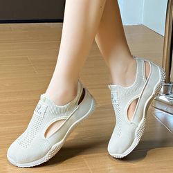 new summer trendy mesh sandals, hollow breathable casual board shoes, thick sole versatile women's vulcanized shoes