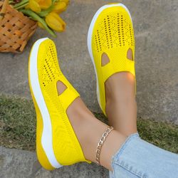 womens casual shoes, womens shoes, solid color breathable sports shoes, lightweight soft-soled walking shoes, low-top