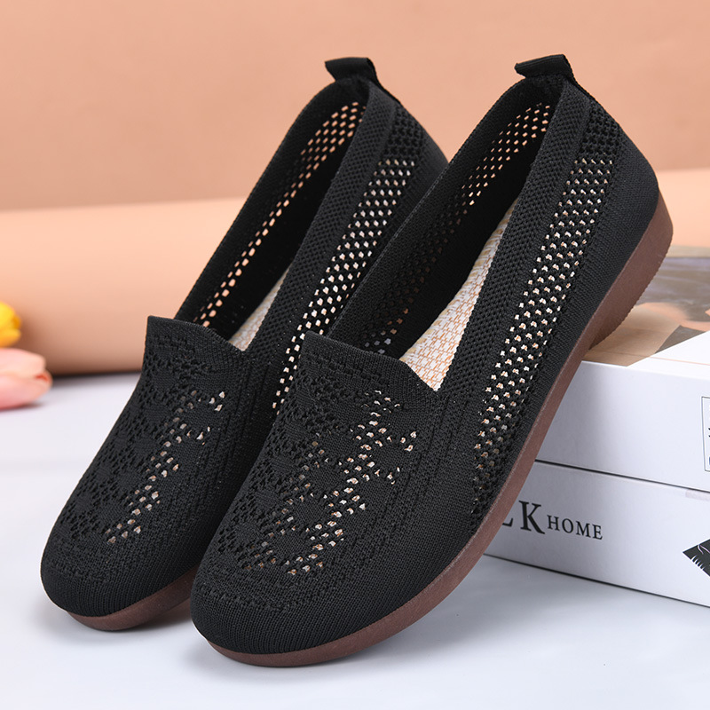 Breathable Womens Summer Mesh Shoes, Soft Sole, Shallow Mouth, Lazy Casual Shoes, Lightweight Mothers Shoes for Comfort