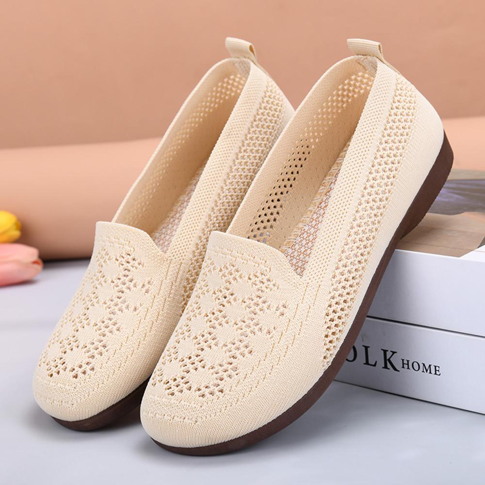 Breathable Womens Summer Mesh Shoes, Soft Sole, Shallow Mouth, Lazy Casual Shoes, Lightweight Mothers Shoes for Comfort