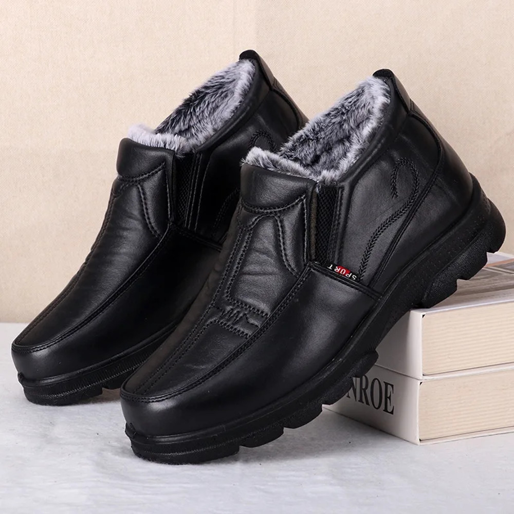 Mens Winter Fashion Shoes Nonslip Cotton Shoes Thickened Leather Waterproof Casual Snow Boots For M 0