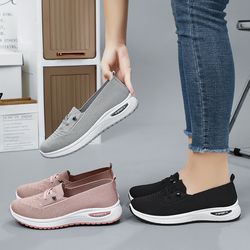 women casual shoes fashion, breathable mesh flat sneakers, women gym shoes, comfortable walking pink footwear