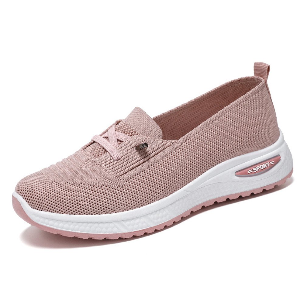 Women Casual Shoes Fashion Breathable Mesh Flat Sneakers Women Gym Shoes Comfortable Walking Pink F 7