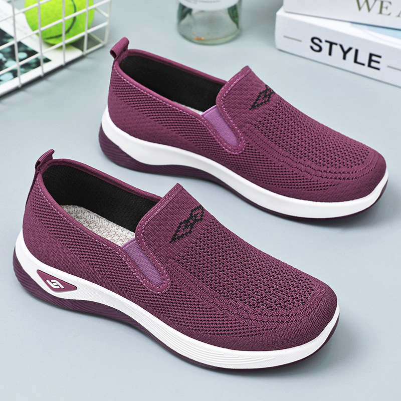 Knitted Breathable Womens Shoes Spring And Summer Sports Running Shoes Casual Platform Work Shoes 1