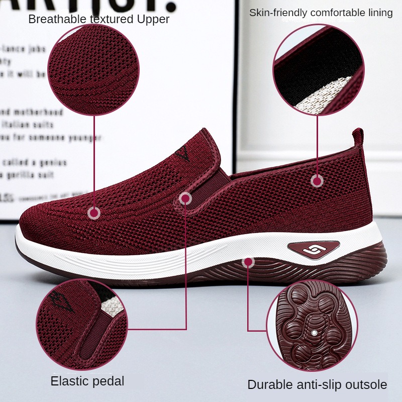 Knitted Breathable Womens Shoes Spring And Summer Sports Running Shoes Casual Platform Work Shoes 3