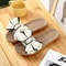 Ladies Indoor Shoes, Women Summer Casual Slides, Striped Bow Linen Flip Flops, Comfortable Flax Slippers