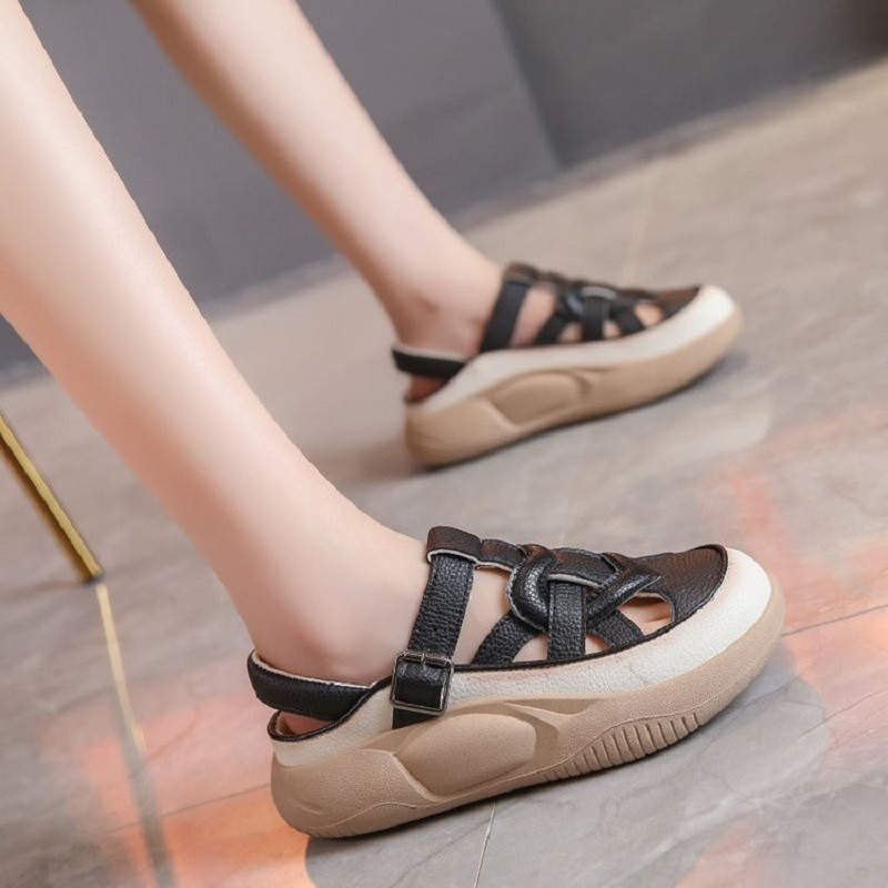 Red Roman Sandals for Women, Crisscross Strap Platform with Metal Buckles, Stylish Breathable Summer Vacation Shoes