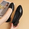 Womens Low-Heel Pumps, New Arrival Black Genuine Leather Formal Shoes, Slip-On Comfortable Mid-Heel for Daily Use