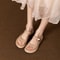 Womens Minimalist White Slide Sandals, Gold-Tone Buckle Slippers with Cloud Comfort Sole, Flat Casual Shoes