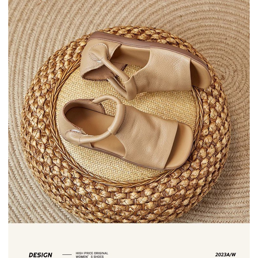 Retro Womens Brown Leather Gladiator Sandals, Open Toe, Soft Sole, Comfortable & Stylish Versatile Footwear