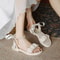 Fairy Style Gentle Beaded Ribbon Sandals, New Fashion Comfortable Small Skirt Party, Banquet & Walking Shoes for Women
