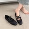 Vintage Mary Jane Flats for Women, Ballet-Inspired Round-Toe Slip-On Slip Resistant Work Pumps with Elastic Strap