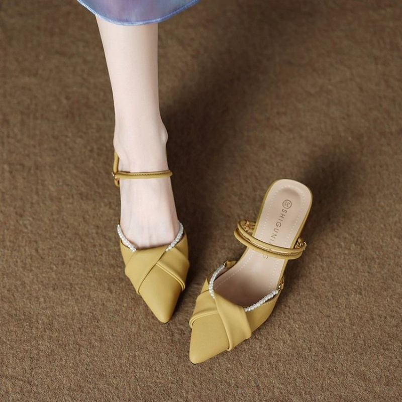 Womens High Heels, New Pointed Toe Beach Temperament Outdoor Simple Fashion Party Fairy Style Retro Style Shoes