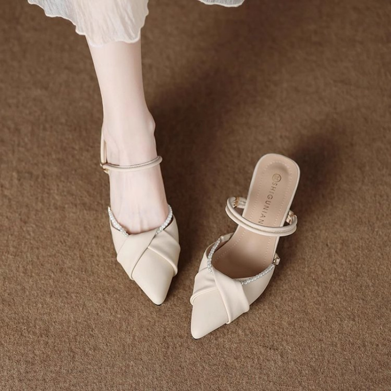 Womens High Heels, New Pointed Toe Beach Temperament Outdoor Simple Fashion Party Fairy Style Retro Style Shoes