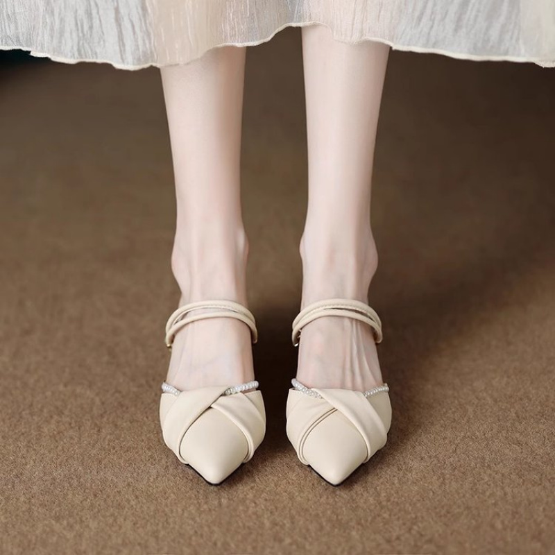 Womens High Heels, New Pointed Toe Beach Temperament Outdoor Simple Fashion Party Fairy Style Retro Style Shoes