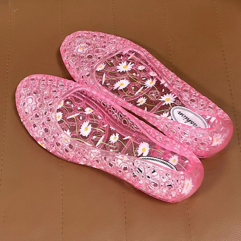 Womens Sequin Flat Ladies Sandals, Clear Beach Jelly Shoes Sandalias De Mujer Stylish Summer Flats