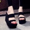 Womens Heel Platform Slippers, Soft EVA Black Sandals, Fashion Slides with Thick Sole Summer Shoes & Stylish Flip Flop
