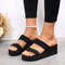 Womens Heel Platform Slippers, Soft EVA Black Sandals, Fashion Slides with Thick Sole Summer Shoes & Stylish Flip Flop