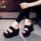 Womens Heel Platform Slippers, Soft EVA Black Sandals, Fashion Slides with Thick Sole Summer Shoes & Stylish Flip Flop