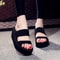 Womens Heel Platform Slippers, Soft EVA Black Sandals, Fashion Slides with Thick Sole Summer Shoes & Stylish Flip Flop