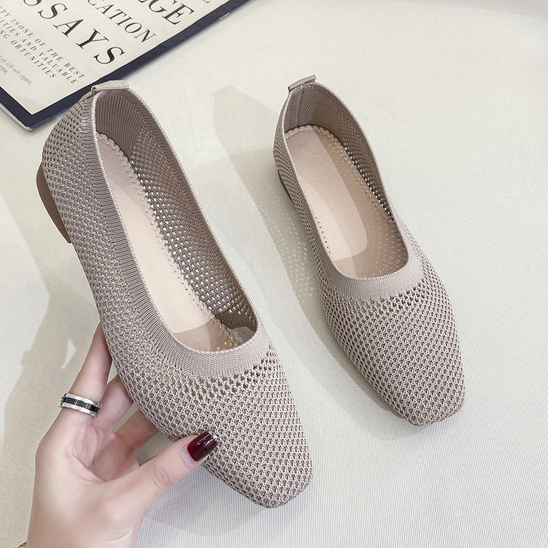 Spring Summer Breathable Mesh Flats For Women Stylish Square Toe SlipOn Loafers Soft Sole Fashion F 9