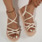 Light Weight Women Summer Flat Sandals for Beach & Street, Elastic Band Girls Student Daily Walking Flats Leisure Sandal